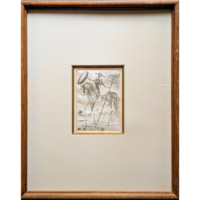 1960s Salvador Dali, Don Quixote and Sancho Panza, Original Engraving, 1966, Framed For Sale - Image 5 of 5