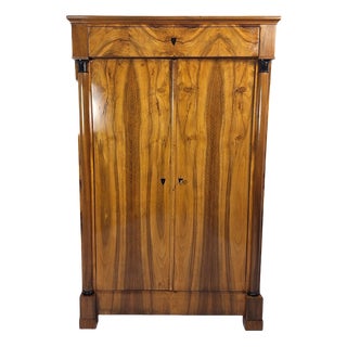 Biedermeier Vertico Half-Cabinet with Half-Columns in Walnut, Germany, 1820s For Sale