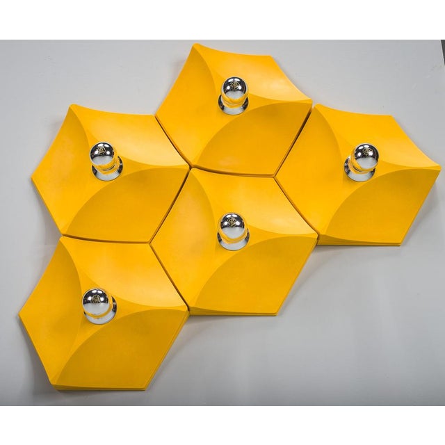 Plastic Vintage German Hexagon Wall Lamp from Hoffmeister-Leuchten, 1970s For Sale - Image 7 of 15