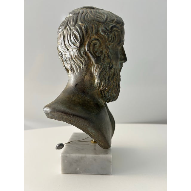 Mid 20th Century Vintage Plaster Bust of Plato, Athenian Philosopher, Atop Marble Base For Sale - Image 4 of 7