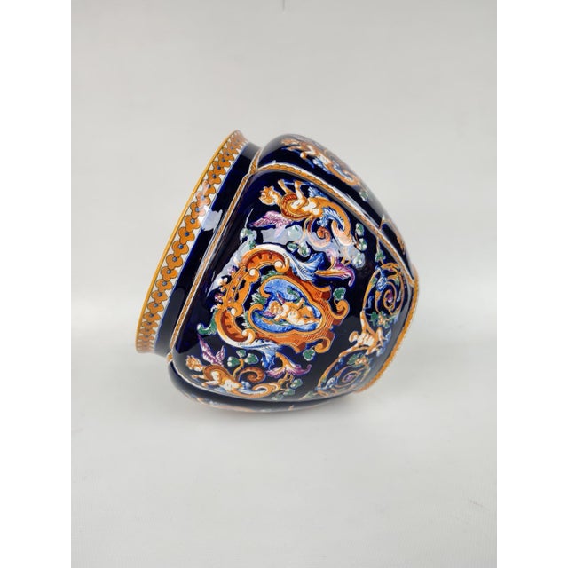 Ceramic Vintage Earthenware Cachepot from Gien, 1970s For Sale - Image 7 of 8