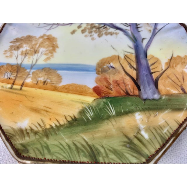 Nippon "Morimura" Hand Painted Octagon Shaped Porcelain Footed Trivet For Sale In West Palm - Image 6 of 9