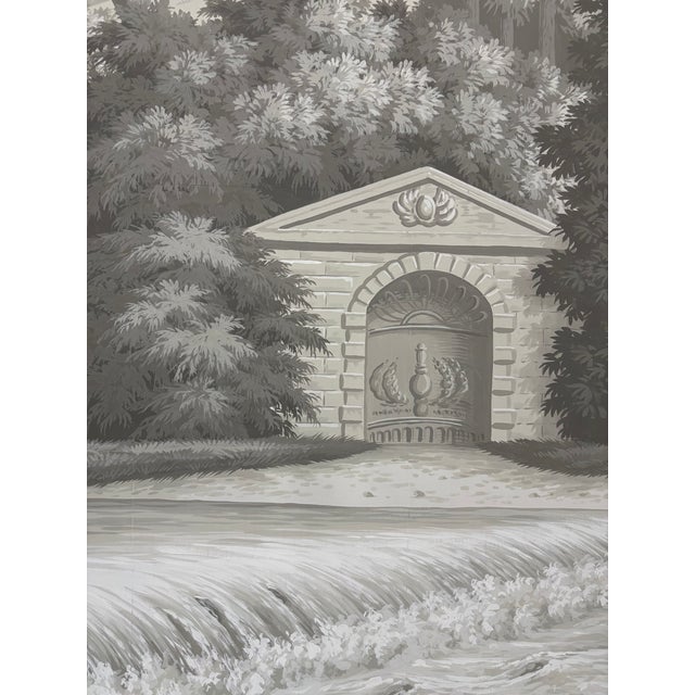 Hand Painted Vintage European Garden Park Panoramic Mural Panels For Sale - Image 4 of 10