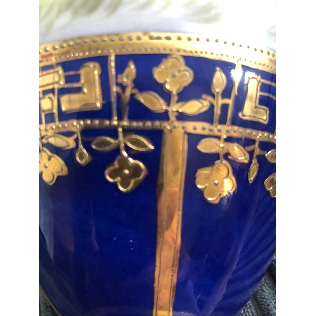 Blue 1940s French Regency Style Nippon Porcelain Vase With Windmill and Boats For Sale - Image 8 of 10