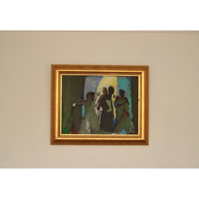 H. Zee, Conversation, 1950s, Oil on Canvas, Framed For Sale - Image 4 of 13