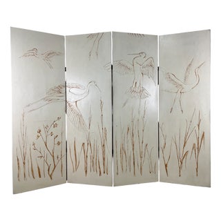 Vintage Italian Four-Panel Wooden Screen, 1950s For Sale