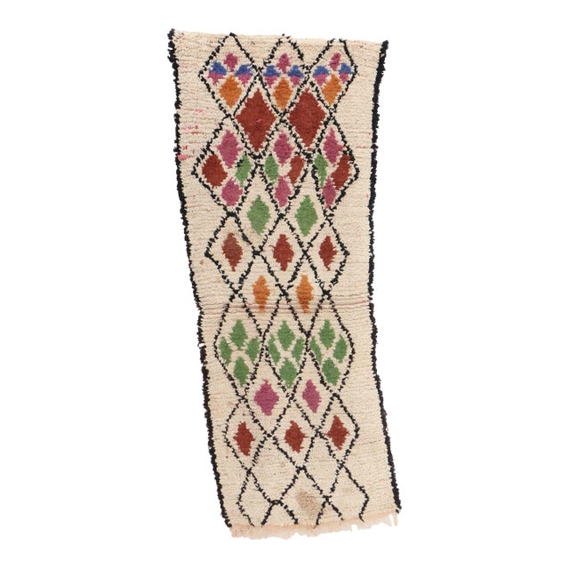 Moroccan Vintage Azilal Rug - 2'4" X 5'8" Ft For Sale