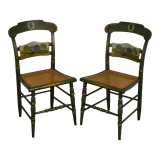 Hitchcock The Adams Old House Limited Edition Hand Painted Side Chairs (C) - a Pair For Sale