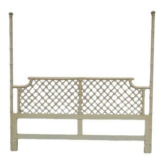 Hollywood Regency Faux Bamboo Posted Painted King Size Headboard 6681 For Sale