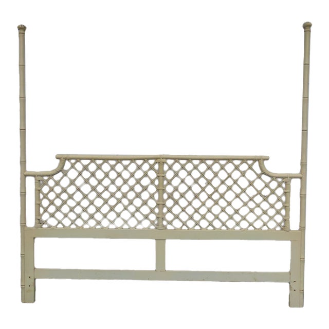 Hollywood Regency Faux Bamboo Posted Painted King Size Headboard 6681 For Sale