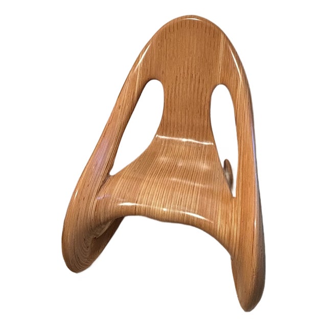 Vintage Sculptural Rocking Chair Handcrafted by Carl Gromoll (Carved, Polished and Laminated Baltic Birch) For Sale