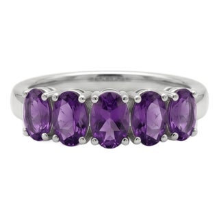 Amethyst Engagement Stackable Ring, Half Band Gemstone Ring Us 7 For Sale