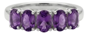 Amethyst Engagement Stackable Ring, Half Band Gemstone Ring Us 7