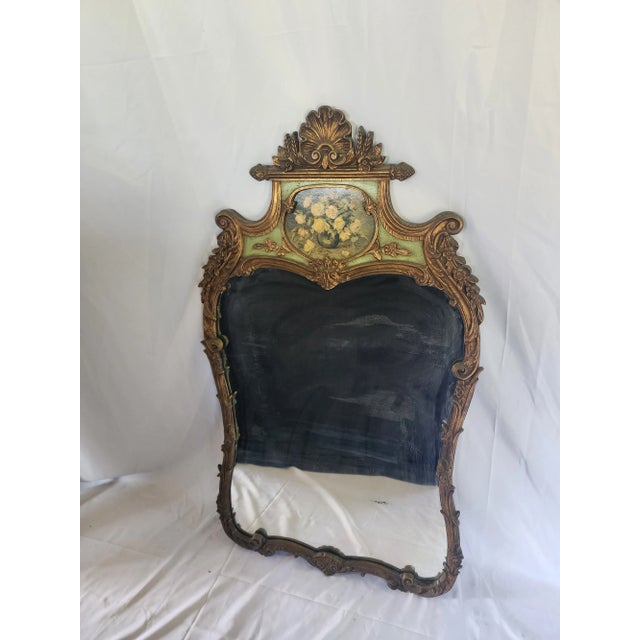 French 1940s Hand Painted Mirror For Sale - Image 3 of 12