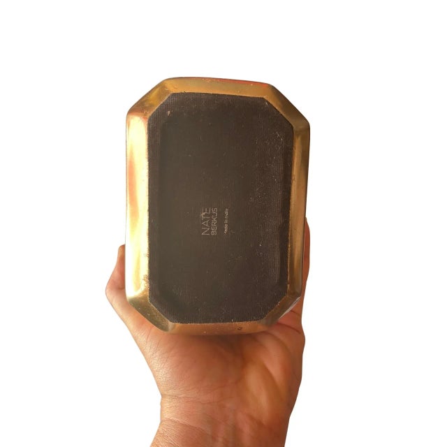 Vintage Nate Berkus Octagonal Metal Goldtone Vase For Sale - Image 4 of 5