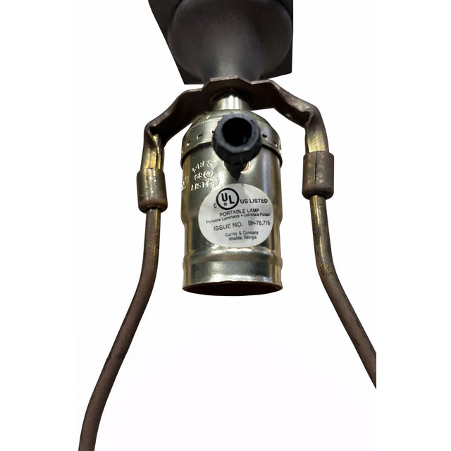 Vintage 1980s Currey & Company Modernist Architectural Bronze Column Table Lamp For Sale - Image 4 of 6