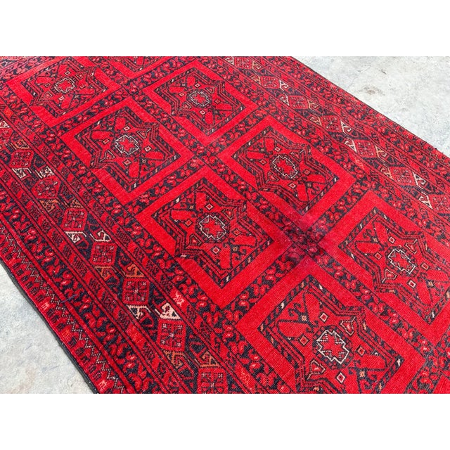 1970s Hand Knotted Vintage Turkomen Ersari Rug For Sale - Image 6 of 9