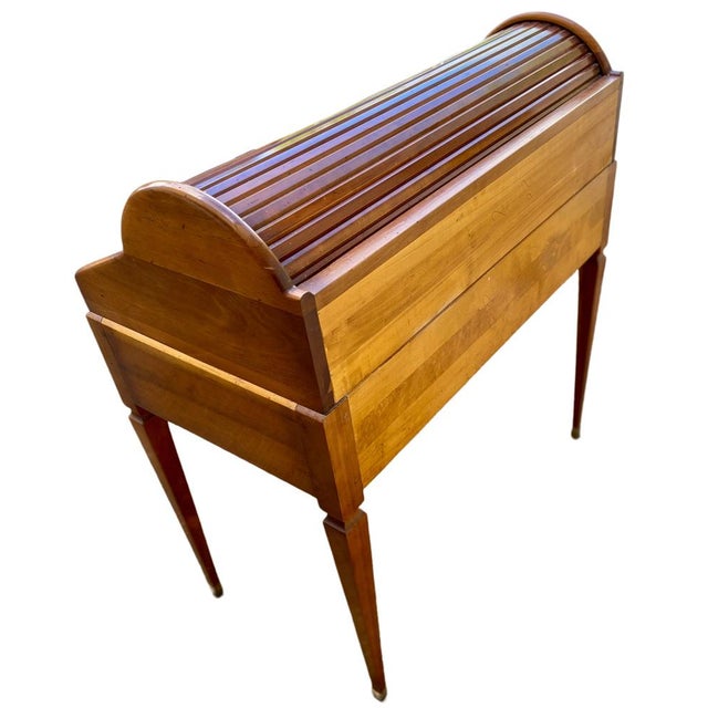 Louis XVI Roll-Top Desk in Cherry Wood, 1950s For Sale - Image 3 of 9