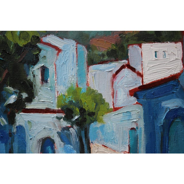Contemporary Chefchaouen, Morocco Modern Impressionist Oil Painting For Sale - Image 3 of 9