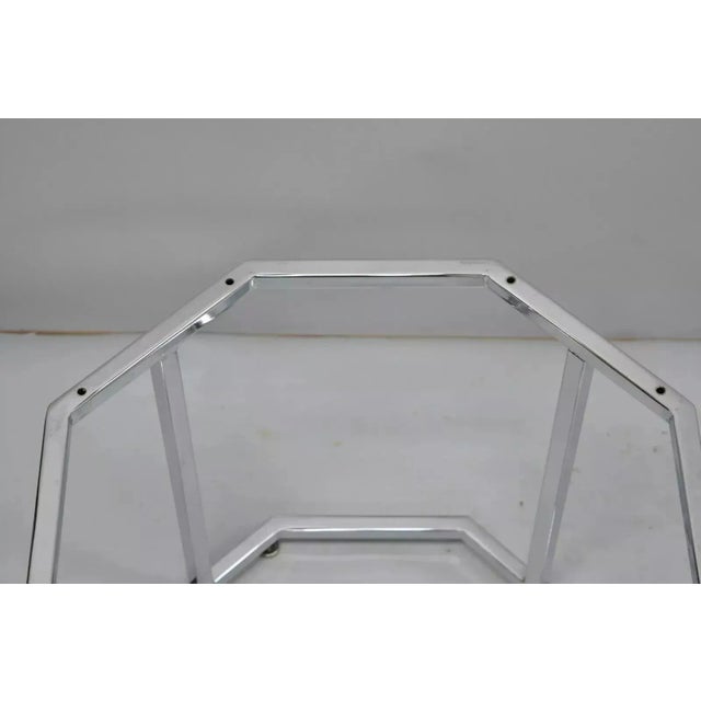 Late 20th Century Vintage Mid Century Modern Polished Chrome Metal Octagon Accent Side Table Base For Sale - Image 5 of 9