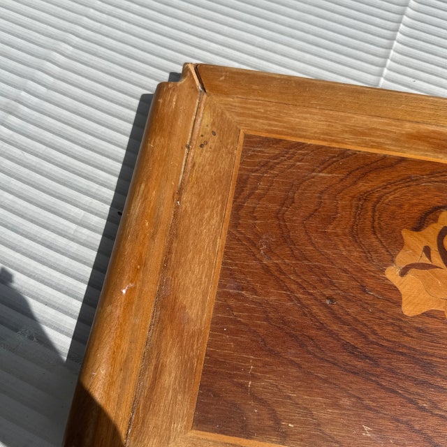 Shabby Chic 1970s Lightweight Wooden Tray With Floral Accents For Sale - Image 3 of 9