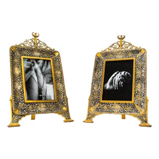 Vintage Art Deco Gold-Plated Picture Frames, 1920s, Set of 2 For Sale