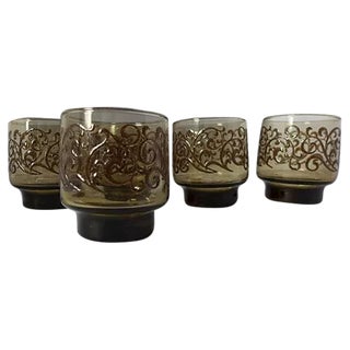 Midcentury Bar Tumblers in Smoke Tones - Set of 5 For Sale
