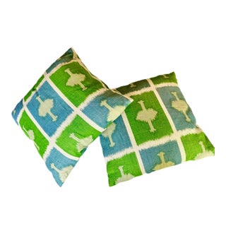 Christopher Farr Ikat Linen Pillow Covers in Kit Kemp Fabric, a Pair For Sale