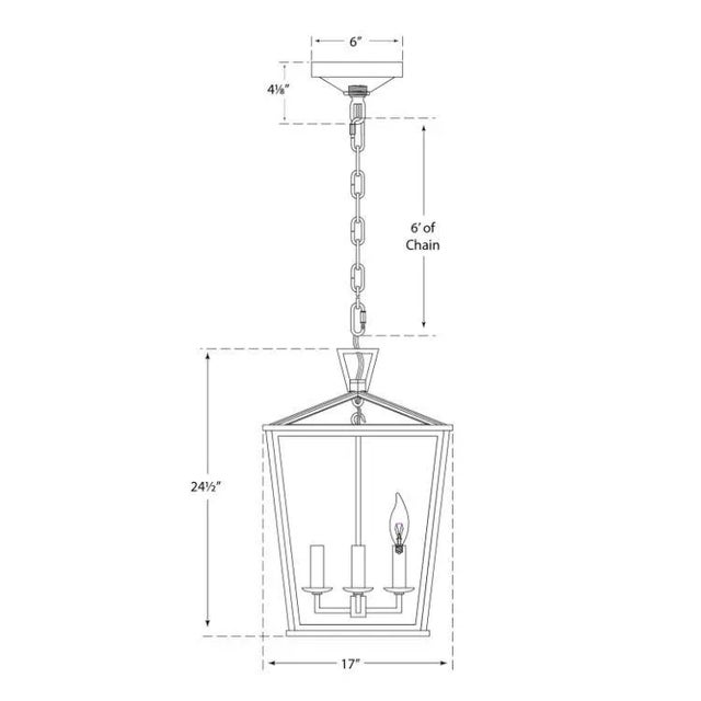 Transitional Chapman & Myers for Visual Comfort Signature Darlana Medium Hanging Lantern in Bronze For Sale - Image 3 of 3