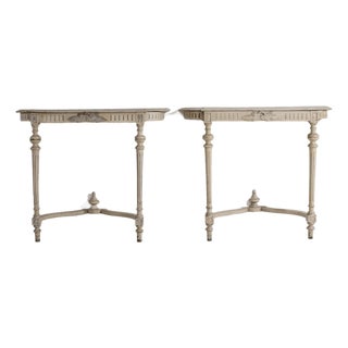 19th Century France Louis XVI Antique White Wood Console Table For Sale