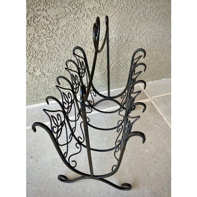 Late 20th-Century Iron & Steel Marrakech Trellis-Inspired Design Distressed Media Rack For Sale - Image 12 of 12