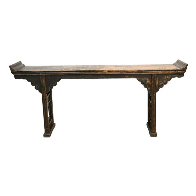 Asian Antique Asian Wood Long Alter Console Table 85 Long For Sale - Image 3 of 9