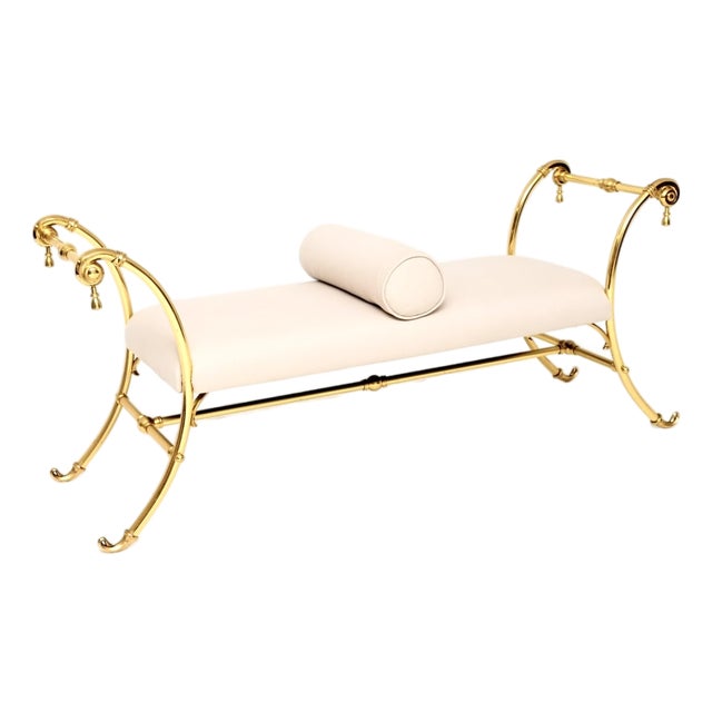 Vintage French Brass Bench, 1970s For Sale