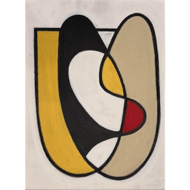 This acrylic painting is inspired by the mid-century masters. Framed in a vintage silver metal frame, wired and ready to...