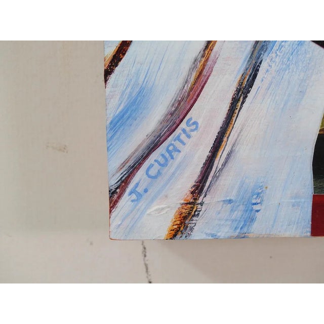 Late 20th Century Late 20th Century Joan Curtis Original Mixed-Media Acrylic Collage on Panel For Sale - Image 5 of 7