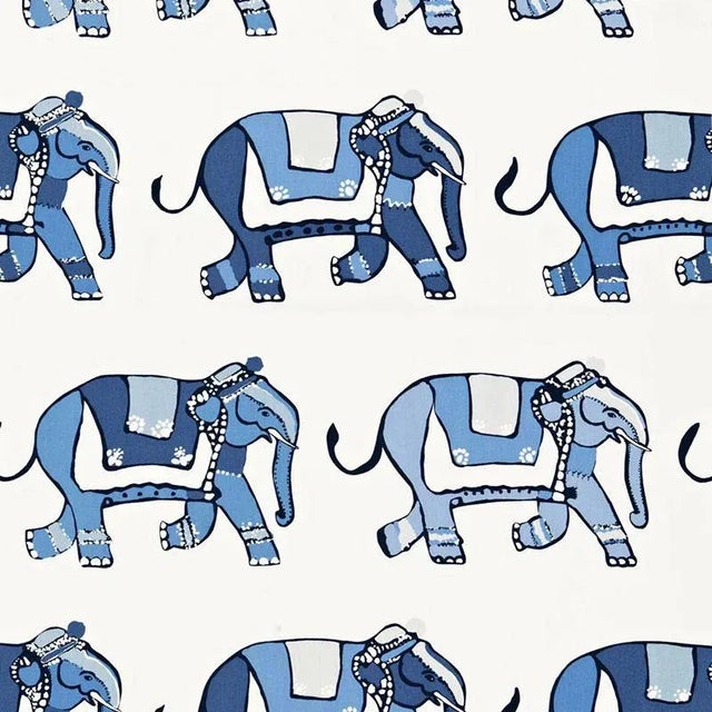 Schumacher Parade Fabric in Blueberry / Ocean For Sale