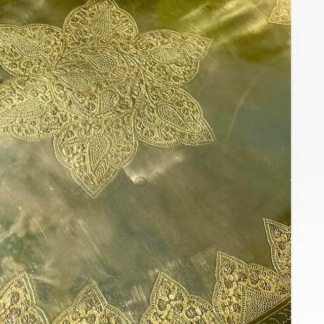 Mid 20th Century Moroccan Hammered Brass & Teak "Spider Leg" Tray Table For Sale - Image 11 of 17