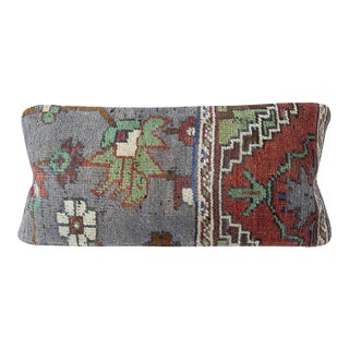 9"x20" Hand-knotted Rug Cushion Cover. Rustic Throw Pillow. Lumbar Pillow Cover For Sale