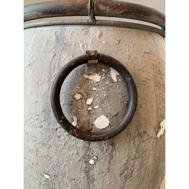 Asian Asian-Inspired Contemporary Planter With Rustic Patina & Brass Handles For Sale - Image 3 of 3