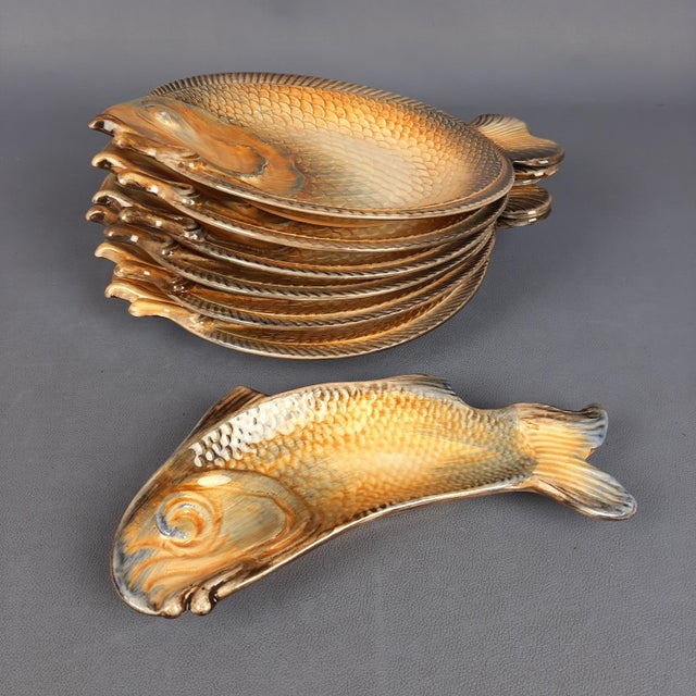 Ceramic Fish Plate Set by Casale M. R.B., 1960s, Set of 7 For Sale - Image 3 of 11