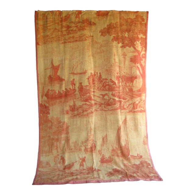 French Toile Wall Hanging Tapestry Harbor Scene 18 Century For Sale