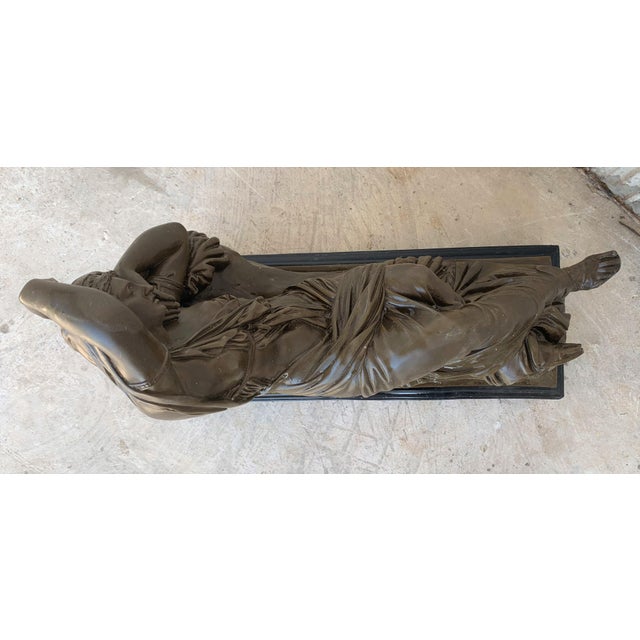 Metal Italian Bronze Tuscany Neoclassical Style Sculpture Featuring a Relaxed Woman For Sale - Image 7 of 12