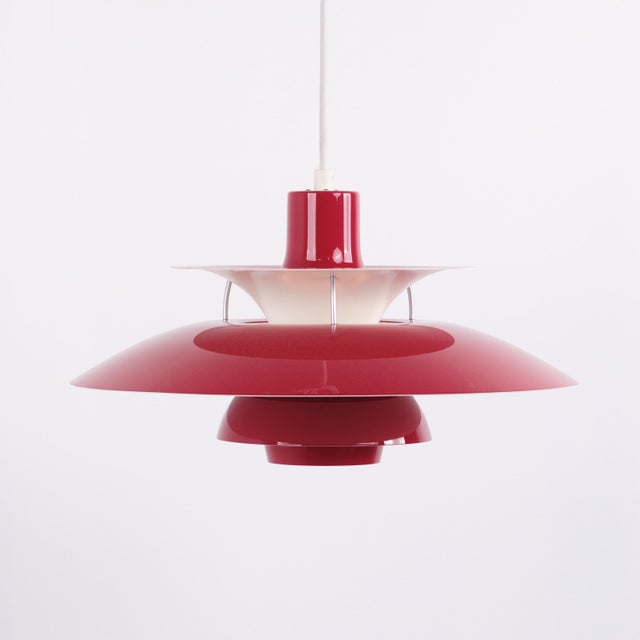 Model PH 5 Pendant in Red Lacquered Metal by Poul Henningsen for Louis Poulsen For Sale - Image 9 of 10
