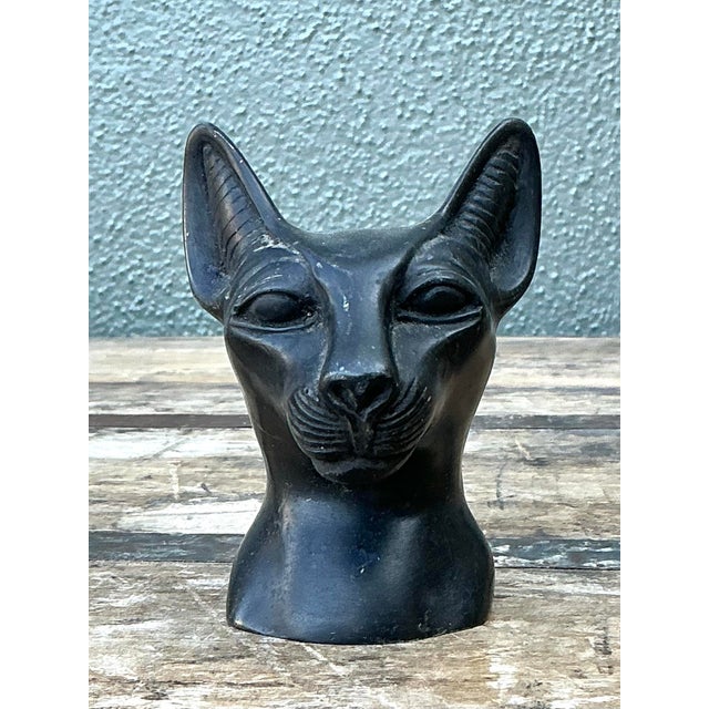 Vintage Metal Cat Head Paperweight For Sale - Image 11 of 12