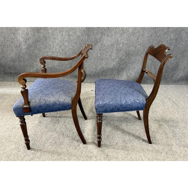 Wood Set of 8 19th Century Solid Mahogany Turned Leg Dining Chairs For Sale - Image 7 of 14