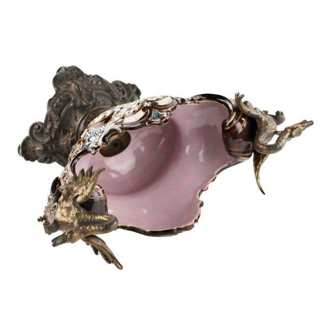 Majolica Jardinière with Griffins For Sale - Image 5 of 7