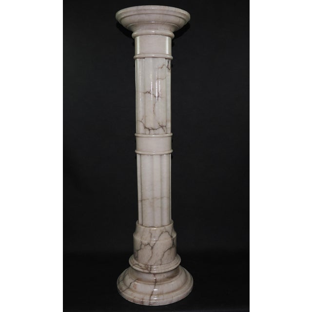 Neoclassical Vintage 36+ Inch Neoclassical Decorative Alabaster Column Stand For Sale - Image 3 of 12