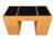Mid-Century Modern Vintage Campaign-Style Oak Executive Desk With Black Leather Inlay For Sale - Image 3 of 12