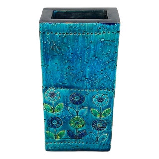 Mid-Century Modern Flower Studio Pottery Block Vase by Aldo Londi for Bitossi, Italy, 1960s For Sale