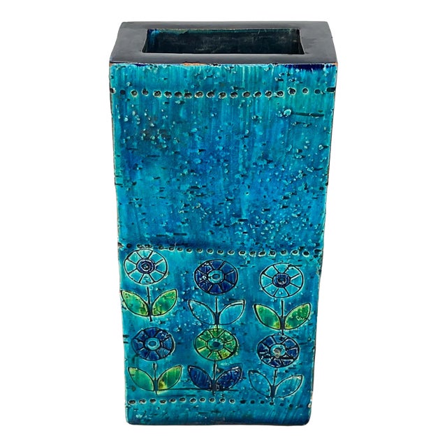 Mid-Century Modern Flower Studio Pottery Block Vase by Aldo Londi for Bitossi, Italy, 1960s For Sale